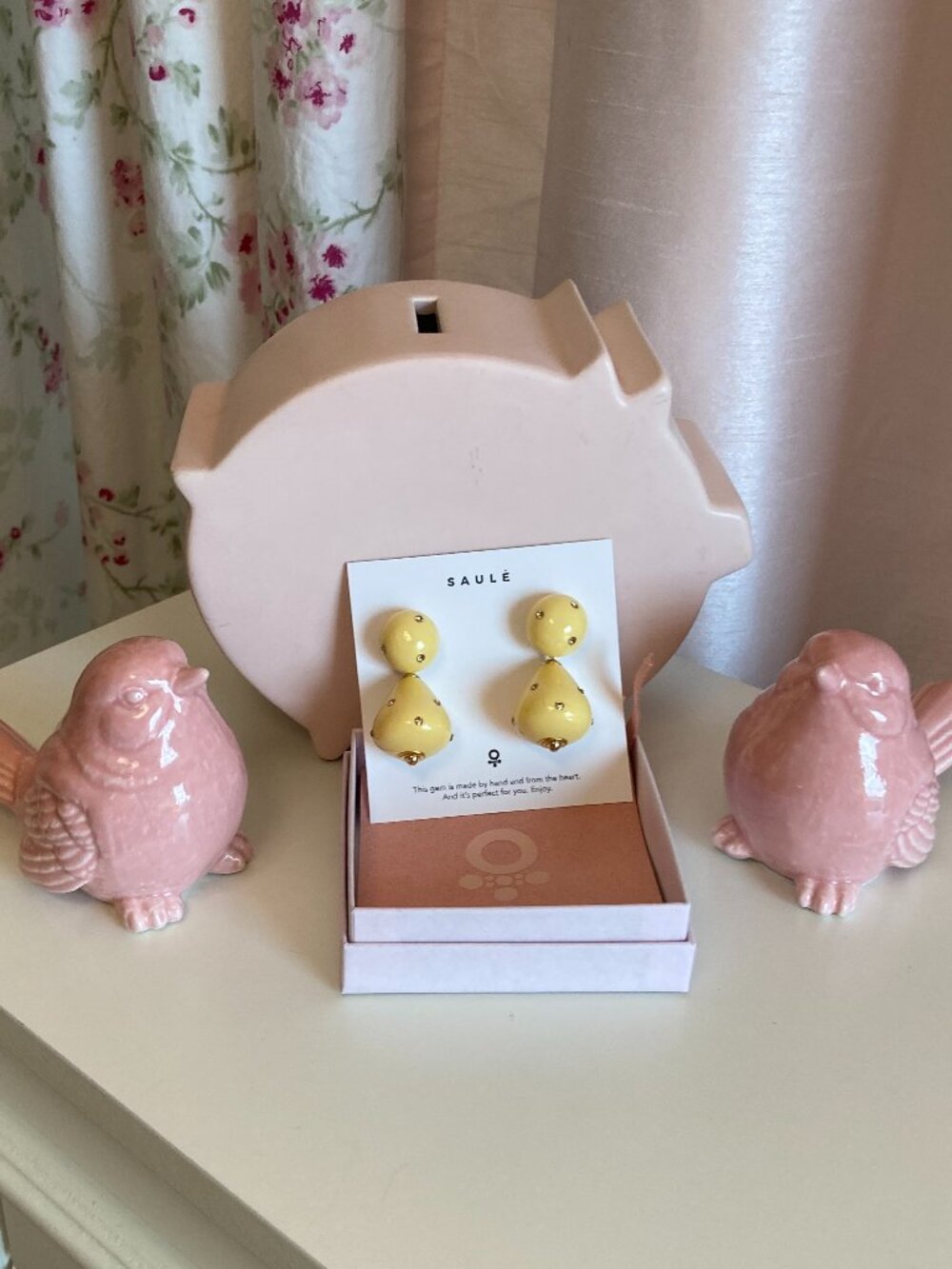 Saule Label Nina Jet earrings in Buttercup yellow and crystal